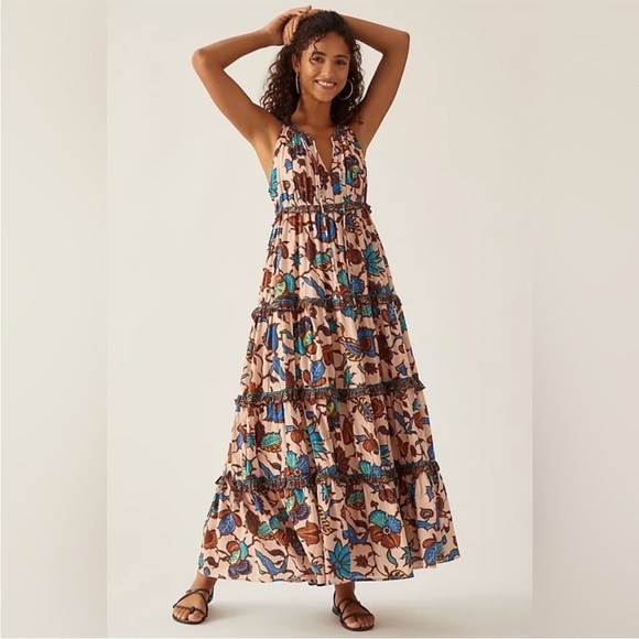Anthropologie x Love The Label Boho Printed Maxi Dress L - Picture 1 of 10